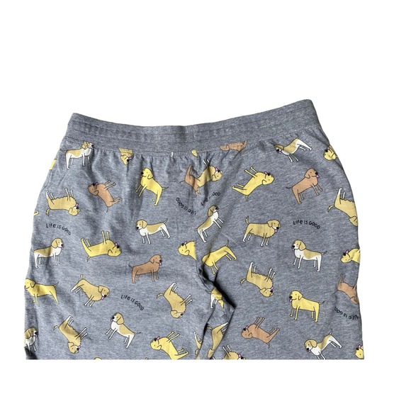 Life Is Good Dog Print Gray Pajama Pants Size Medium Yellow Lab Sleep Bottom - Picture 6 of 9